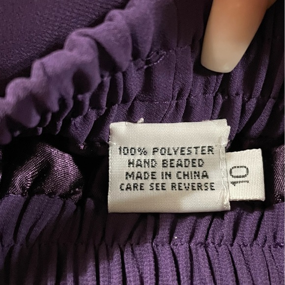 Vintage Woman’s Unbranded Purple Hand Beaded Long Sheer Sleeve Top w Skirt Set - Picture 9 of 9